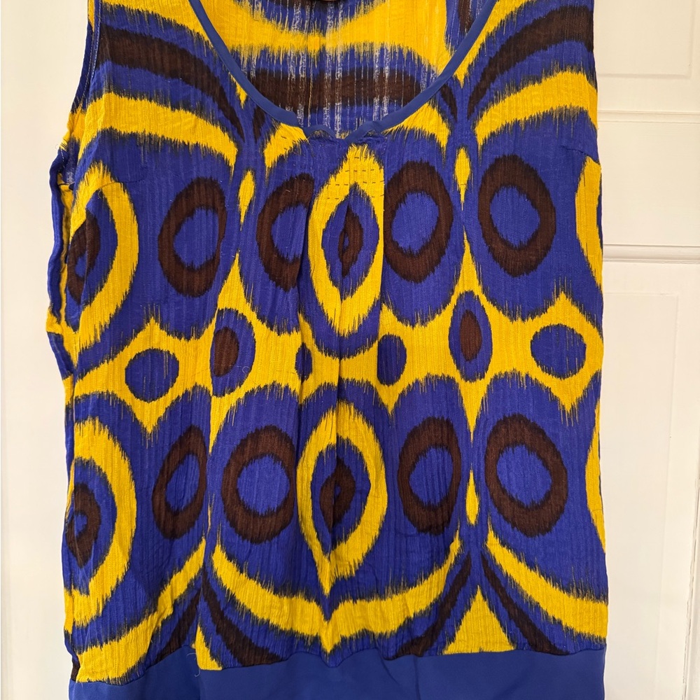 Tory Burch Yellow and Blue Sleeveless Tank Top